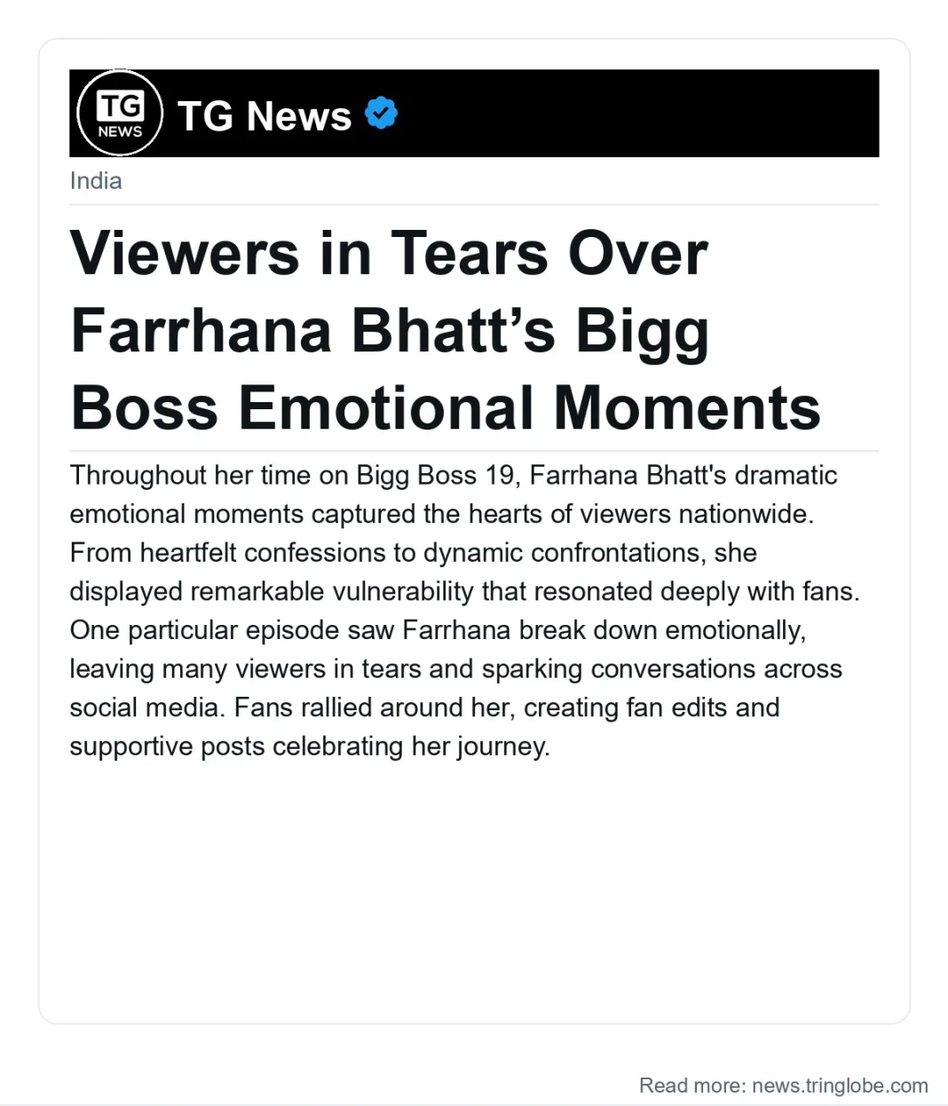 Viewers in Tears Over Farrhana Bhatt’s Bigg Boss Emotional Moments