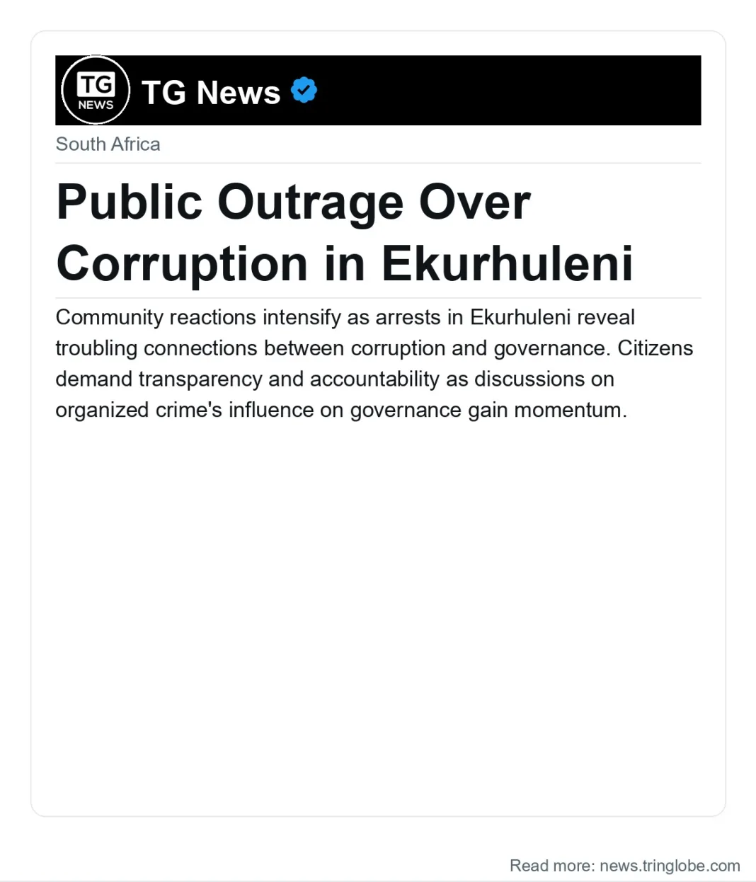 Public Outrage Over Corruption in Ekurhuleni