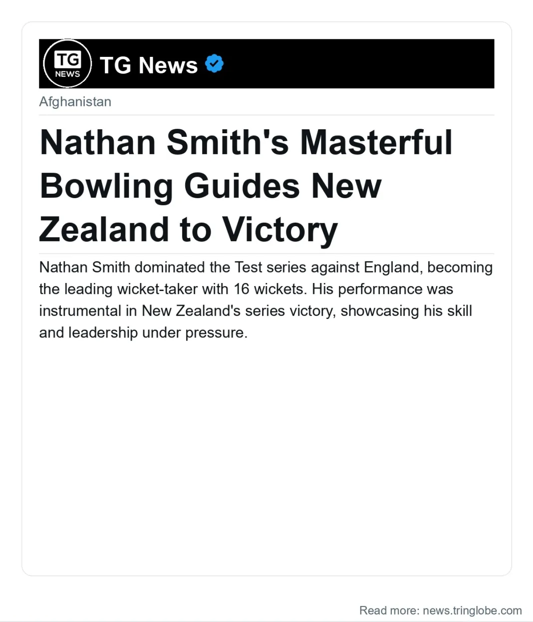 Nathan Smith’s Masterful Bowling Guides New Zealand to Victory