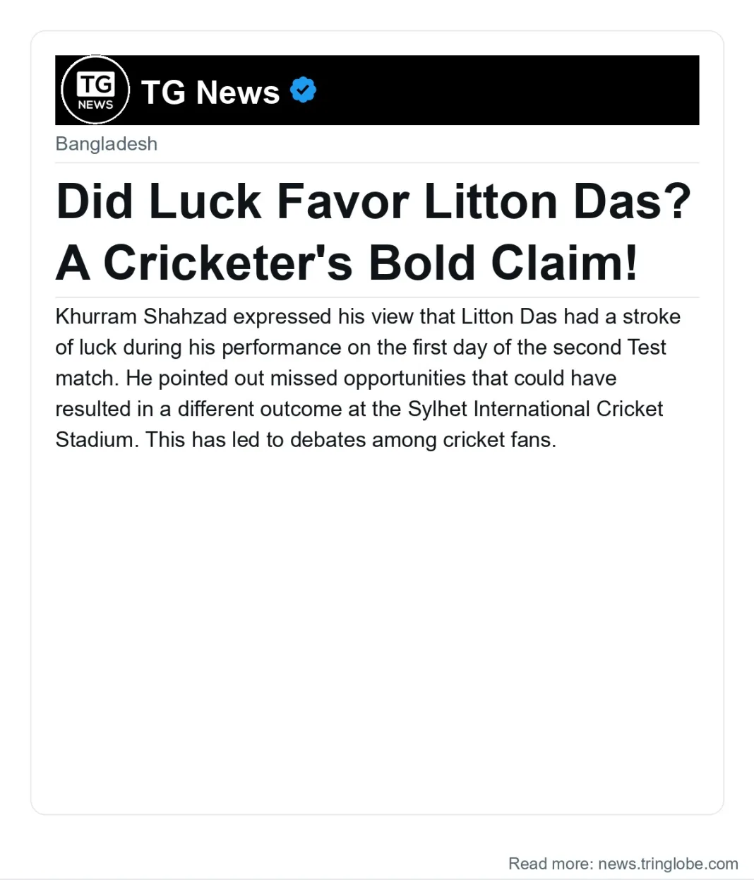 Did Luck Favor Litton Das? A Cricketer’s Bold Claim!