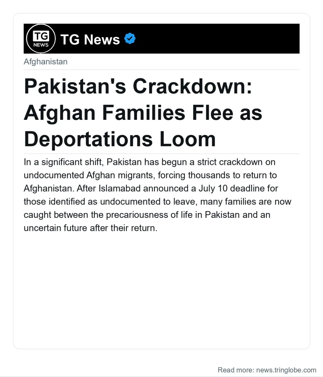 Pakistan’s Crackdown: Afghan Families Flee as Deportations Loom
