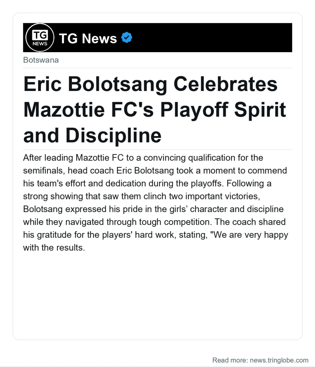 Eric Bolotsang Celebrates Mazottie FC’s Playoff Spirit and Discipline