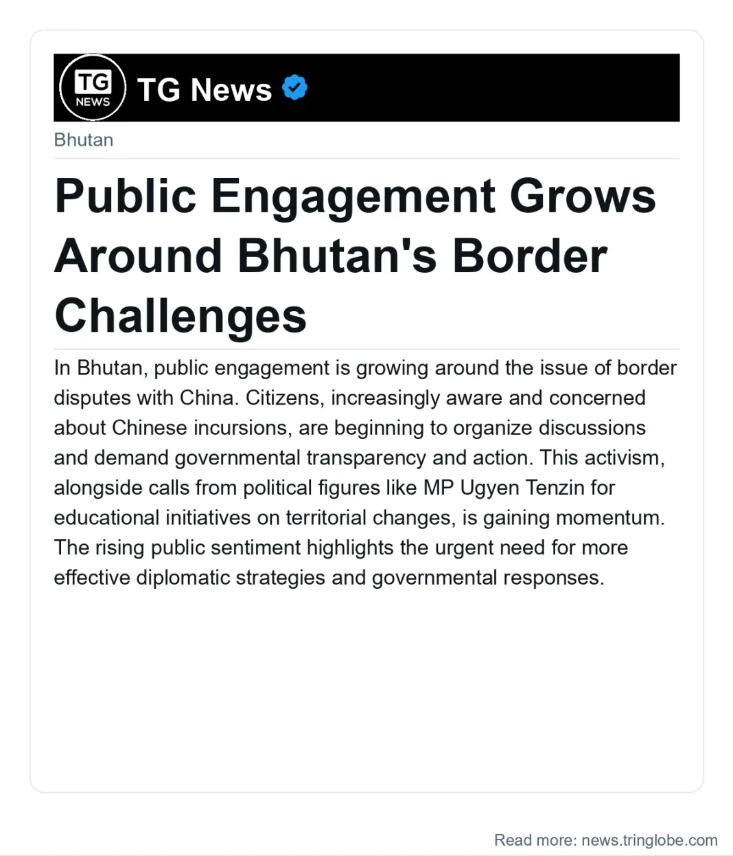 Public Engagement Grows Around Bhutan’s Border Challenges