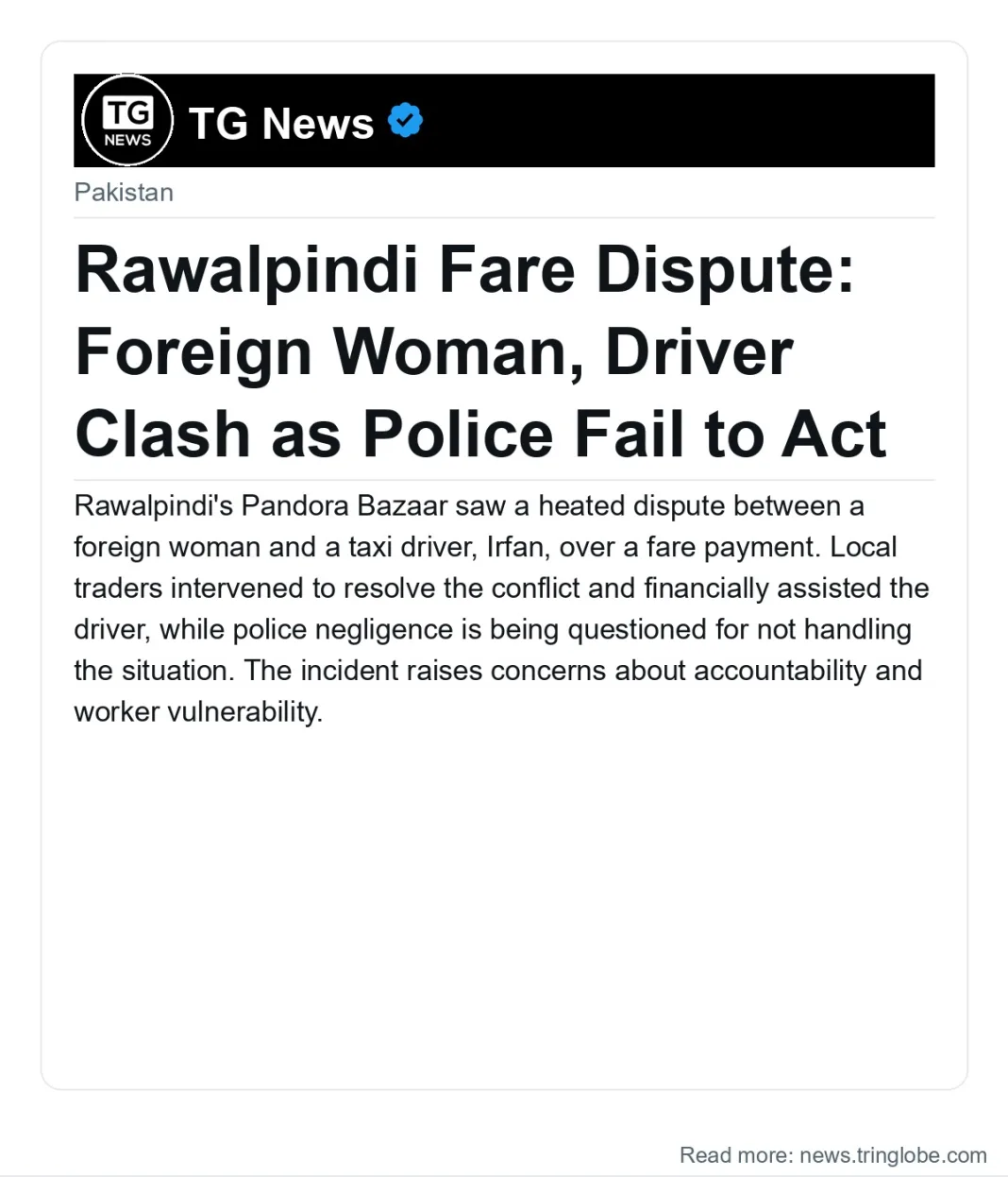 Rawalpindi Fare Dispute: Foreign Woman, Driver Clash as Police Fail to Act