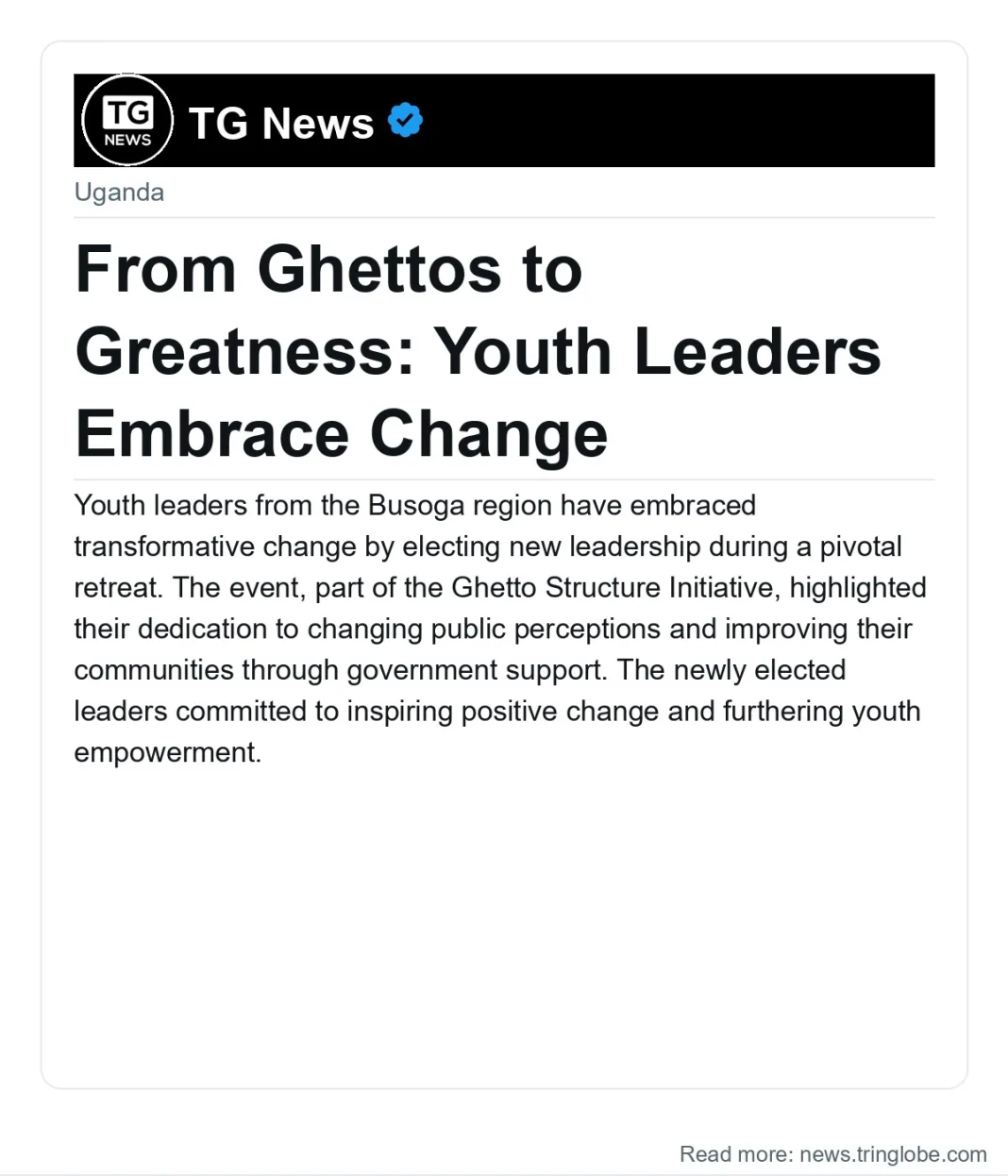 From Ghettos to Greatness: Youth Leaders Embrace Change