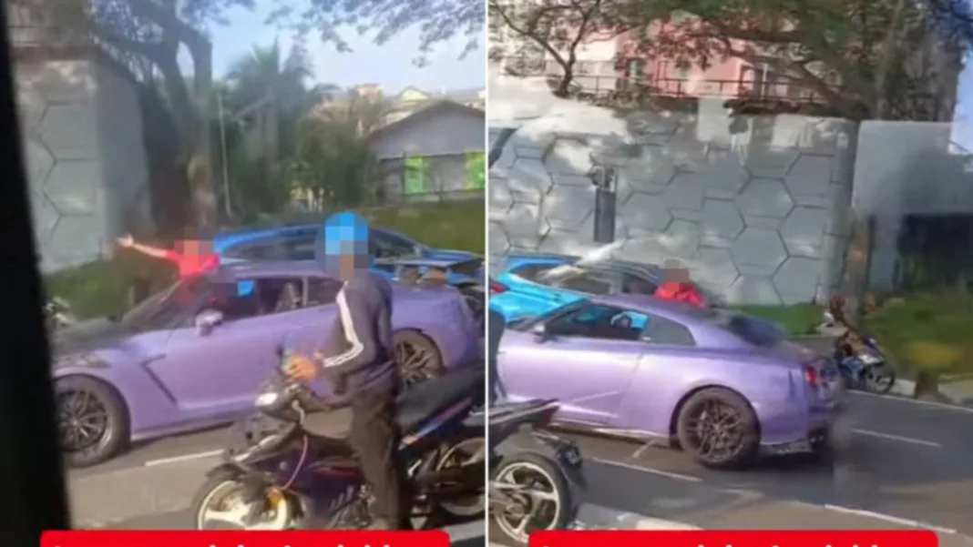 Viral Video Shows Purple Nissan GT-R Driving Wrong Way on Johor Highway