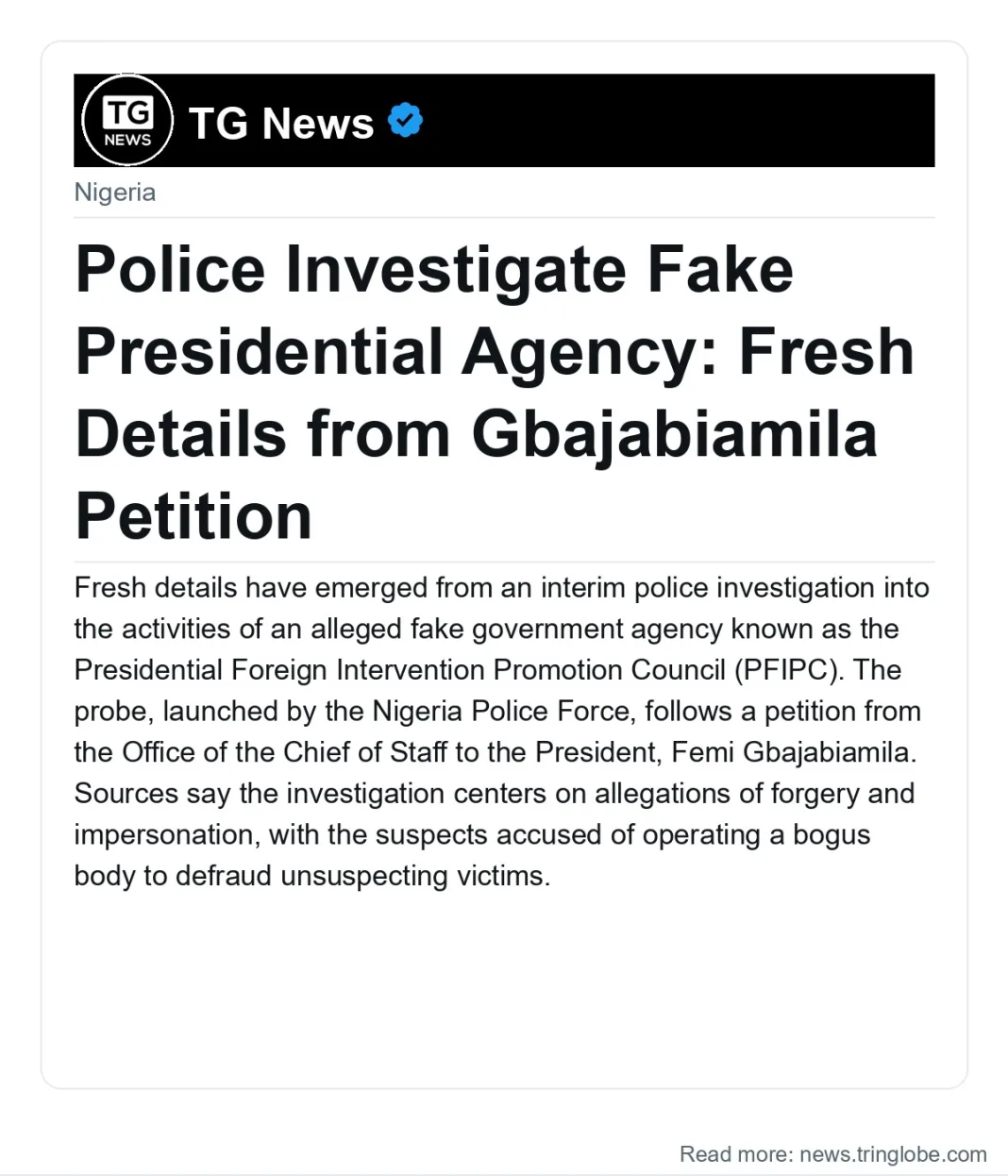 Police Investigate Fake Presidential Agency: Fresh Details from Gbajabiamila Petition