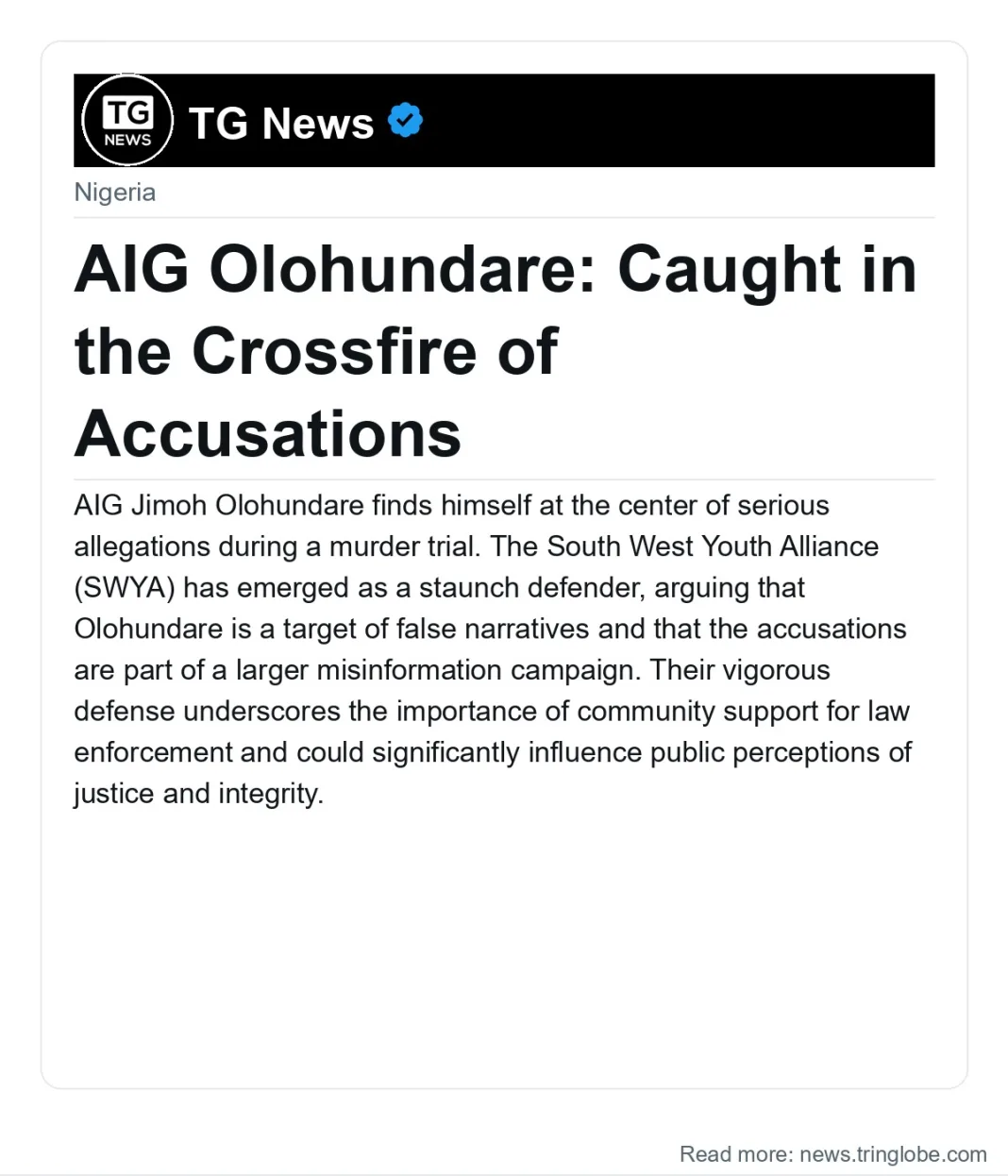 AIG Olohundare: Caught in the Crossfire of Accusations