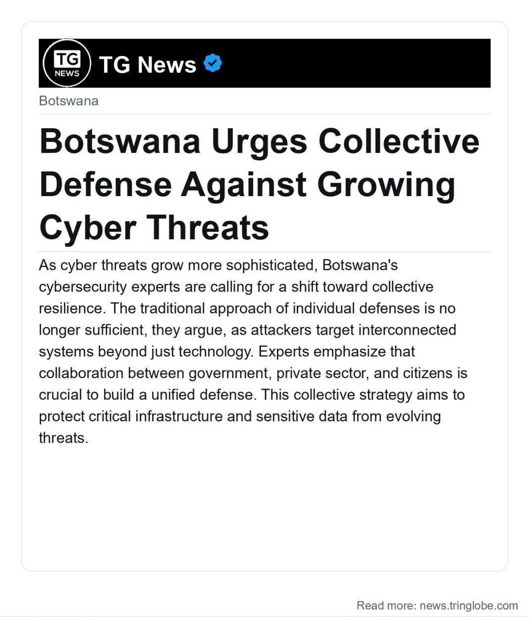 Botswana Urges Collective Defense Against Growing Cyber Threats
