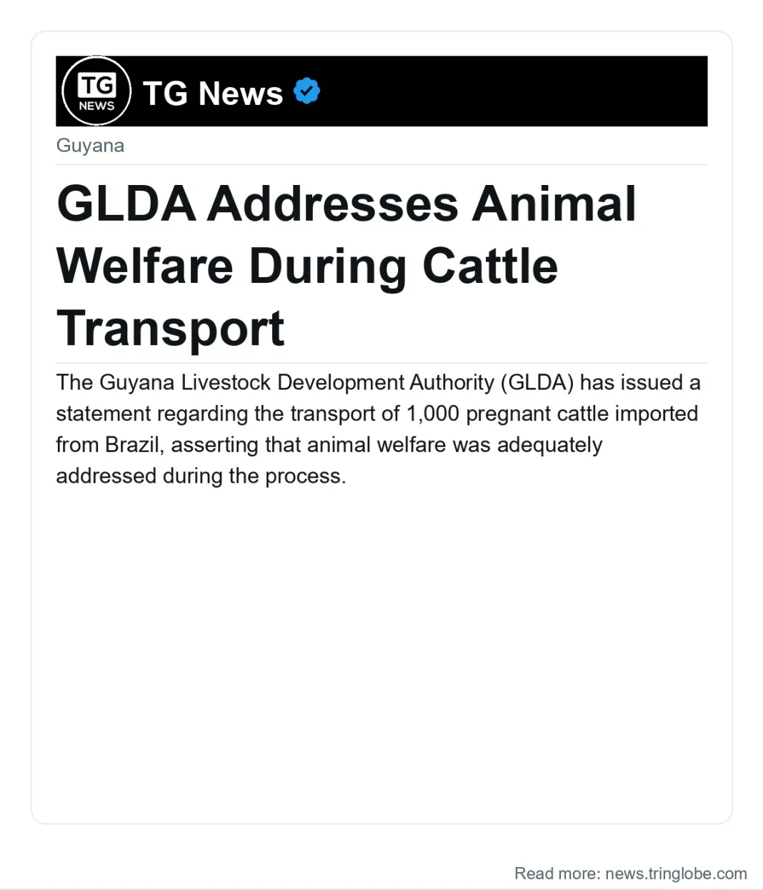 Guyana: GLDA Addresses Animal Welfare During Cattle Transport