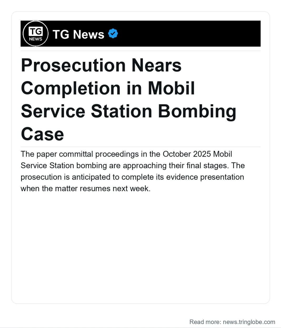Guyana: Prosecution Nears Completion in Mobil Service Station Bombing Case
