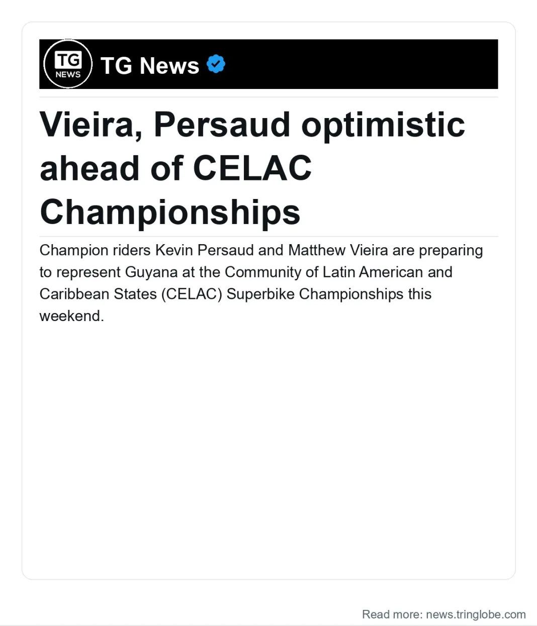 Guyana: Vieira, Persaud optimistic ahead of CELAC Championships