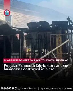 Jamaica: Fire Destroys Clothing and Fabric Outlet in Falmouth, Jamaica