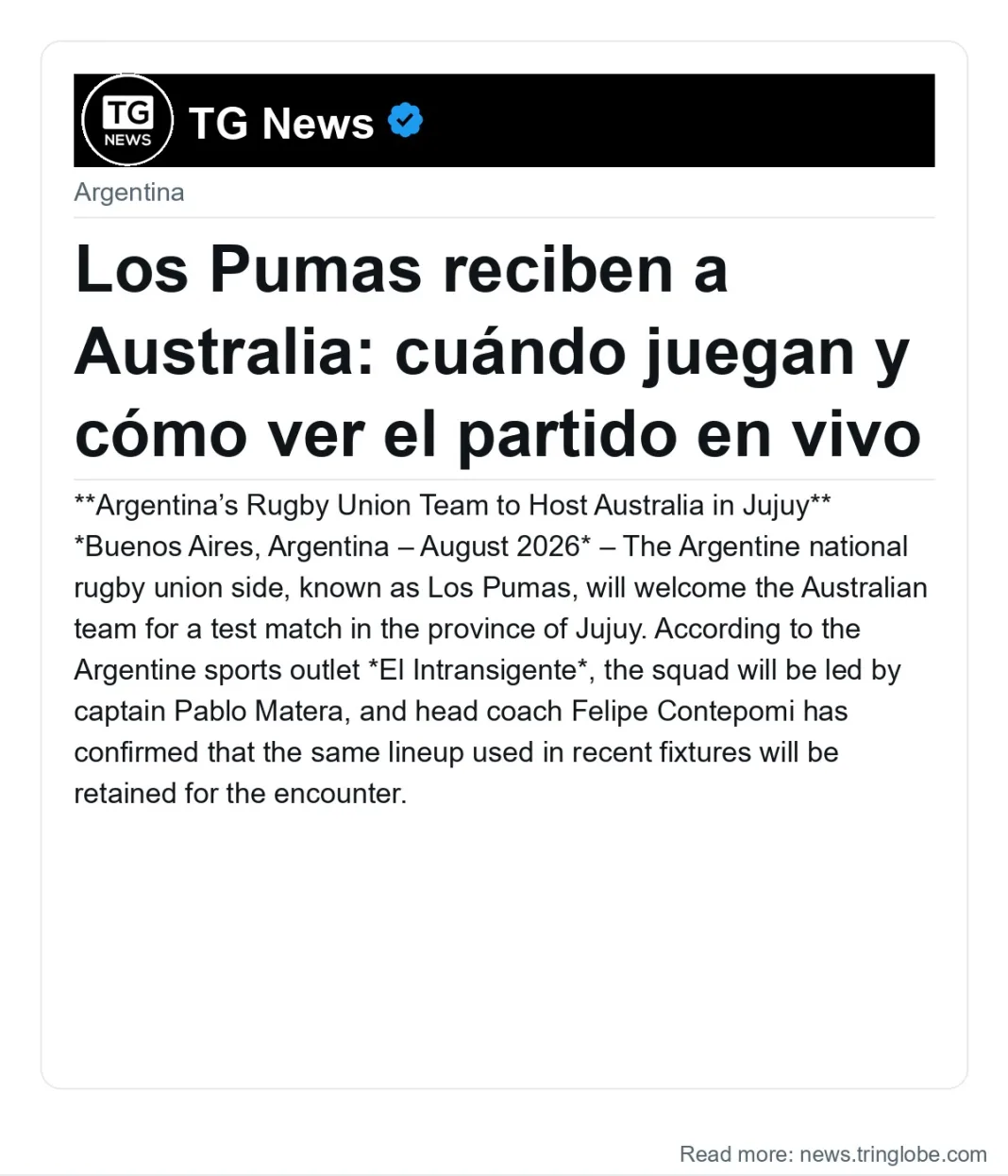 Los Pumas reciben a Australia: cuándo juegan y cómo ver el partido en vivo
