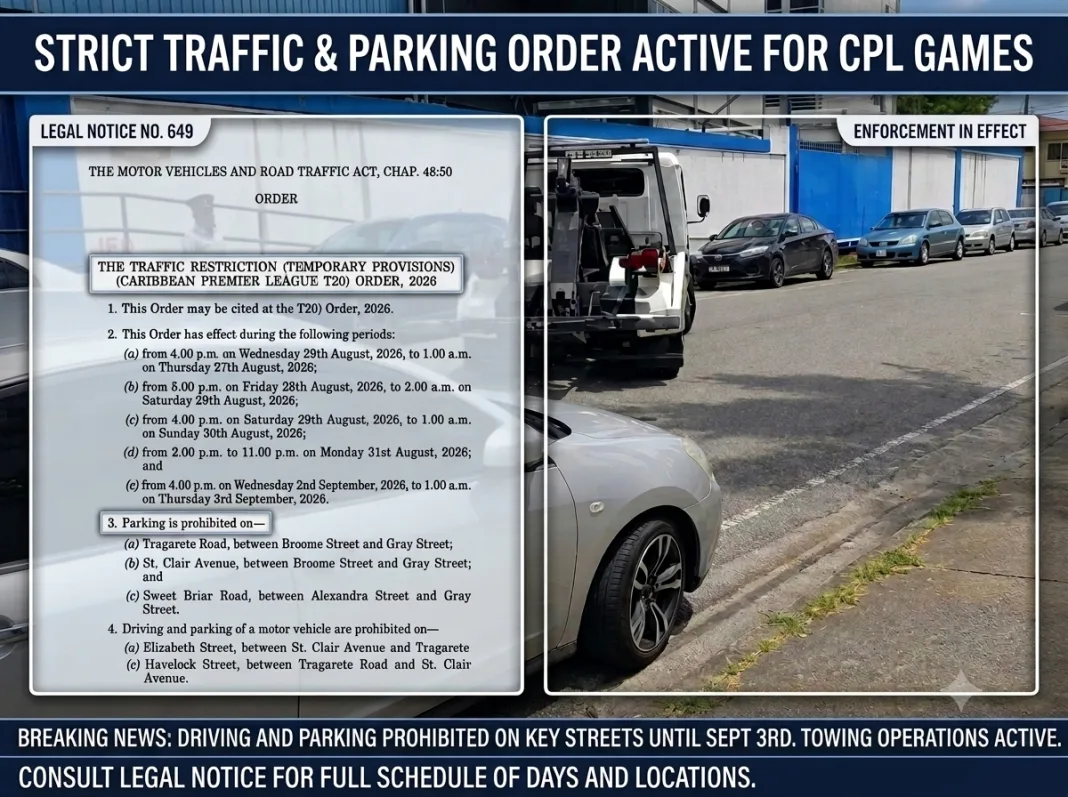 TTPS Imposes Traffic Controls, Parking Bans for CPL Matches at Queen’s Park Oval