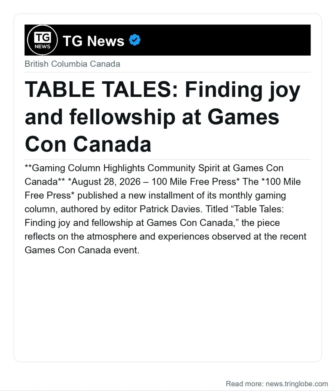 TABLE TALES: Finding joy and fellowship at Games Con Canada