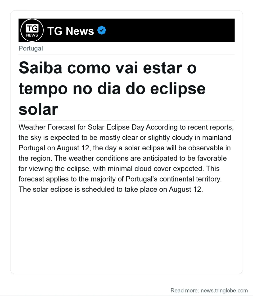 Saiba como vai estar o tempo no dia do eclipse solar