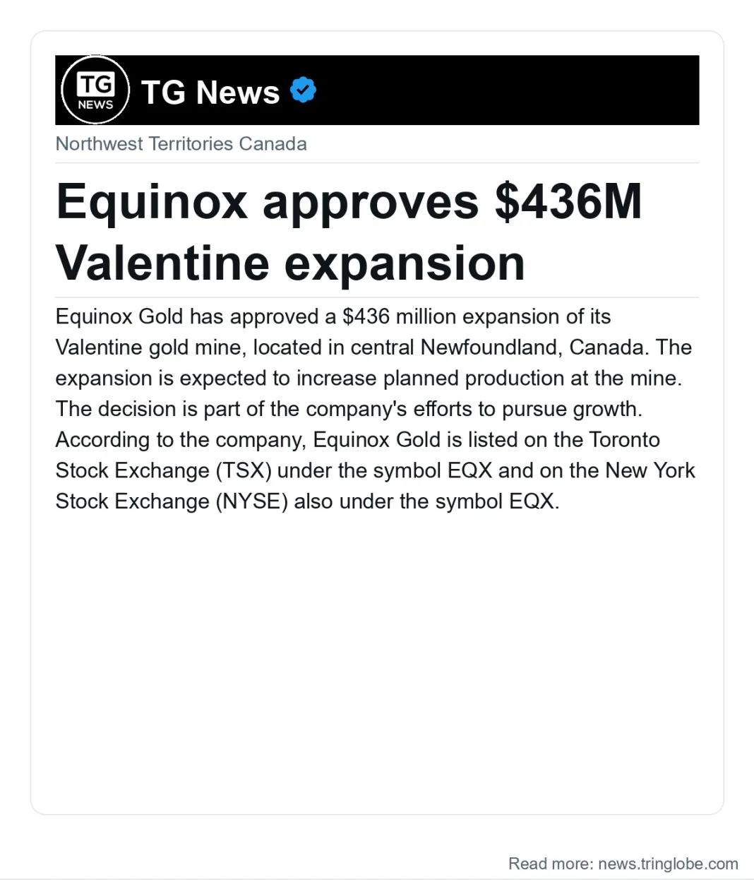 Equinox approves $436M Valentine expansion