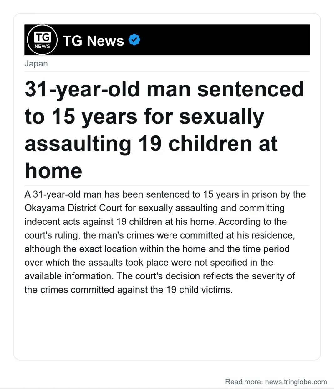 31-year-old man sentenced to 15 years for sexually assaulting 19 children at home