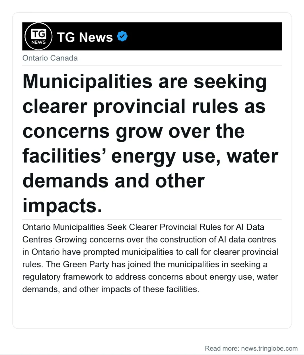 Municipalities are seeking clearer provincial rules as concerns grow over the facilities’ energy use, water demands and other impacts.
