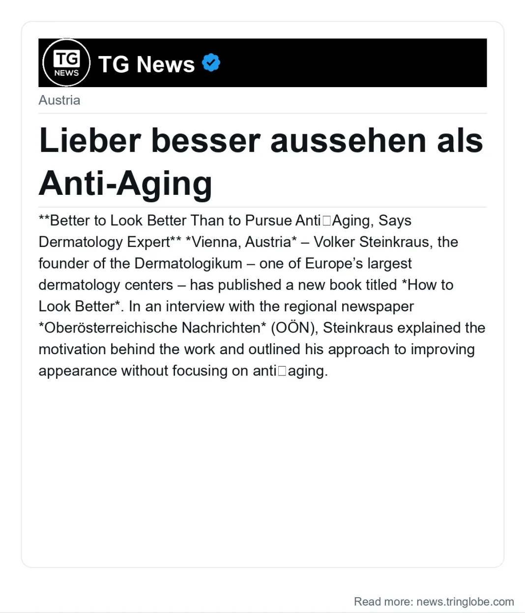 Lieber besser aussehen als Anti-Aging