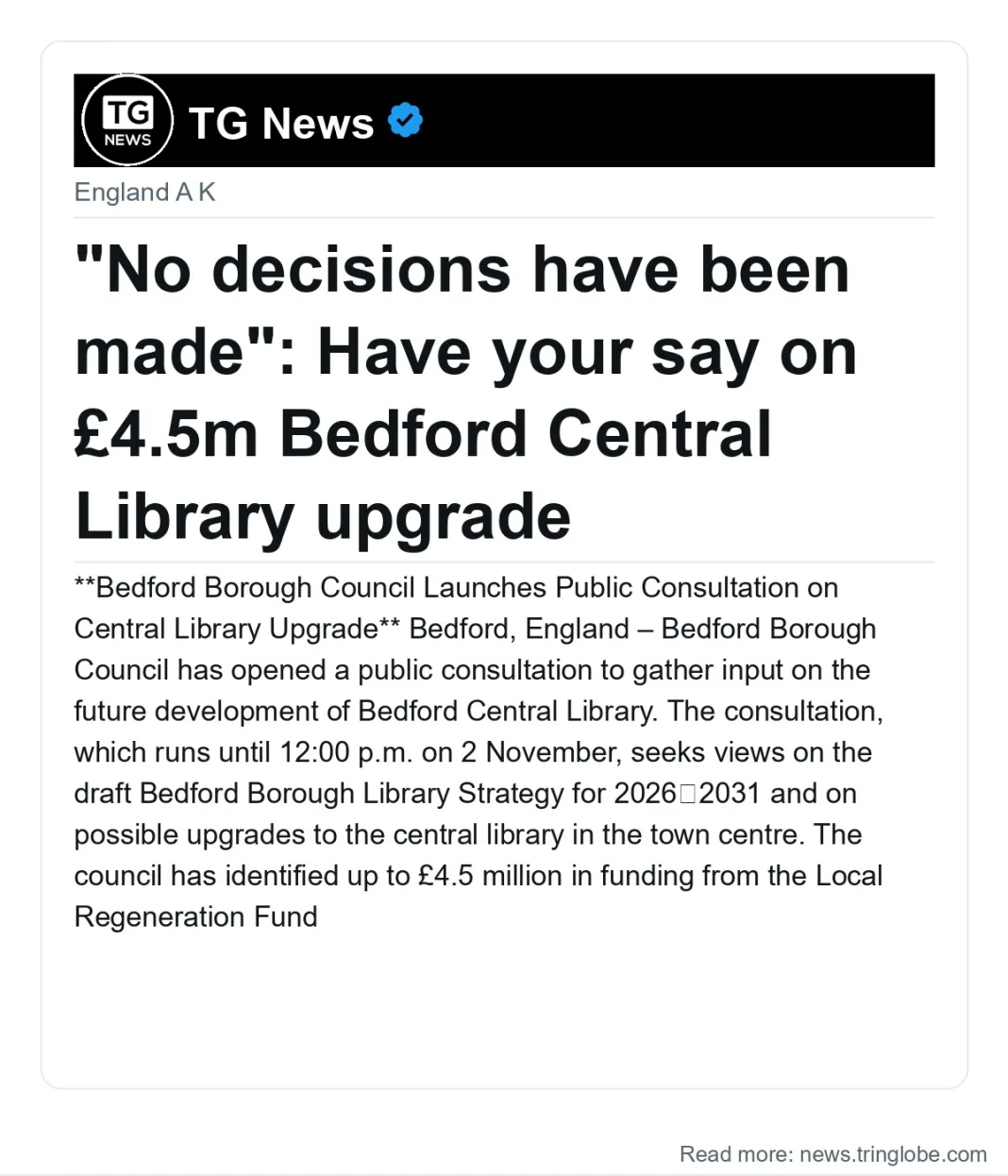 “No decisions have been made”: Have your say on £4.5m Bedford Central Library upgrade