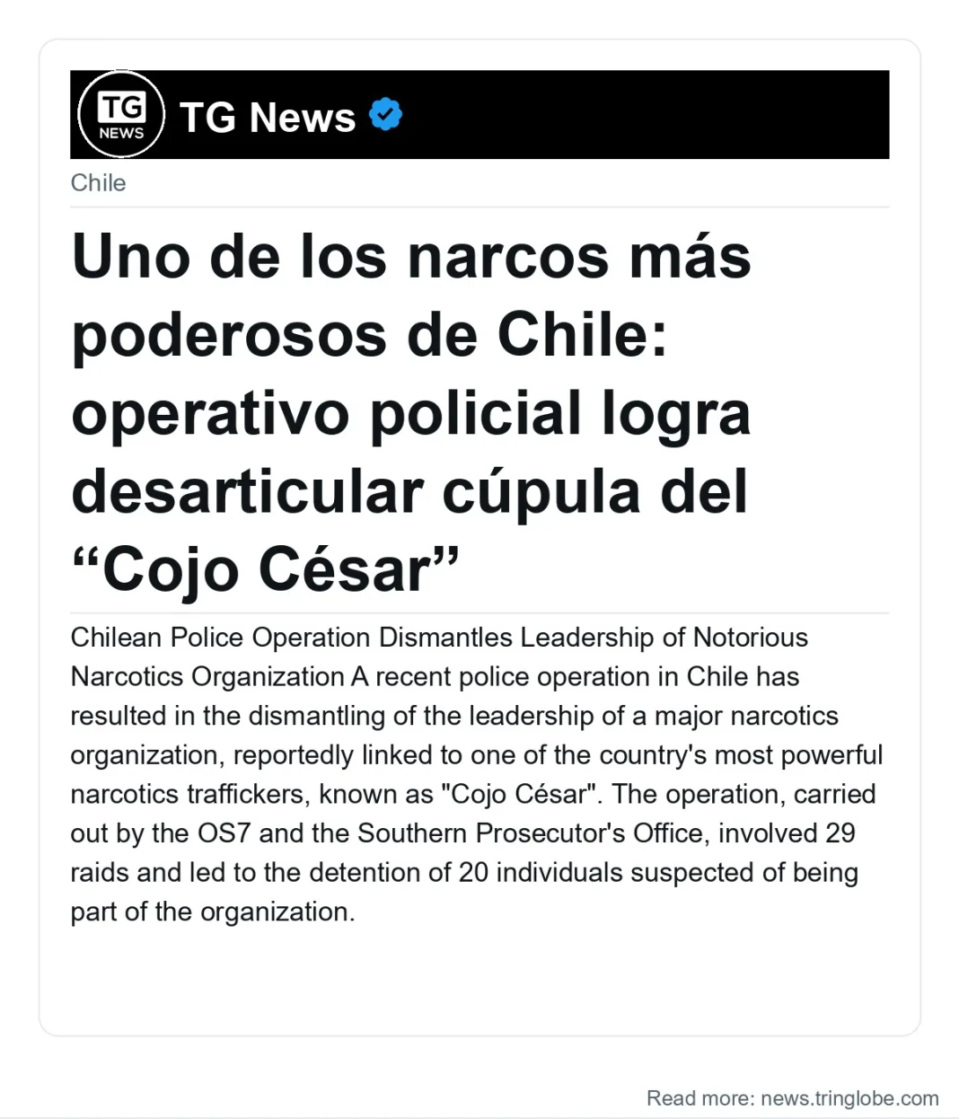 Uno de los narcos más poderosos de Chile: operativo policial logra desarticular cúpula del “Cojo César”