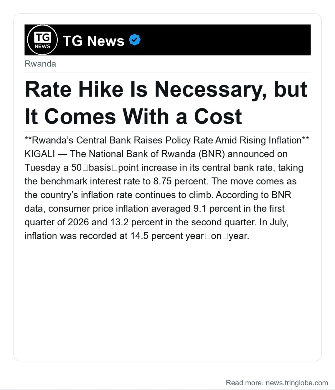 Rate Hike Is Necessary, but It Comes With a Cost