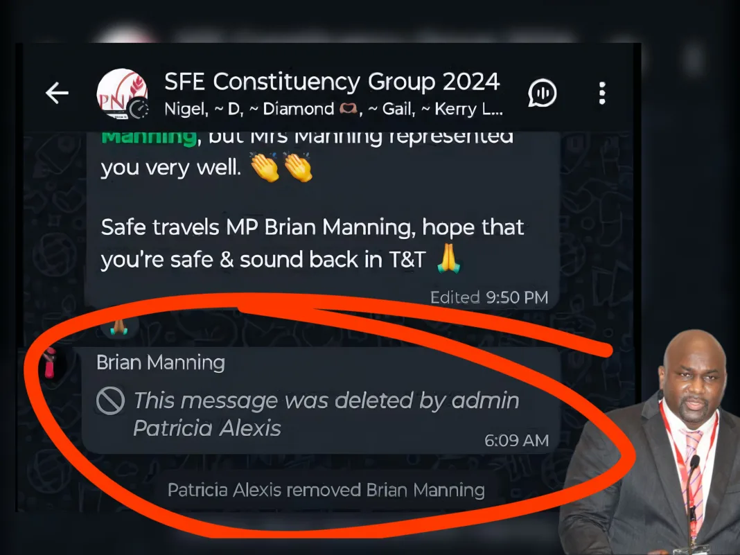 Manning Allegedly Removed From PNM San Fernando East Group Chat