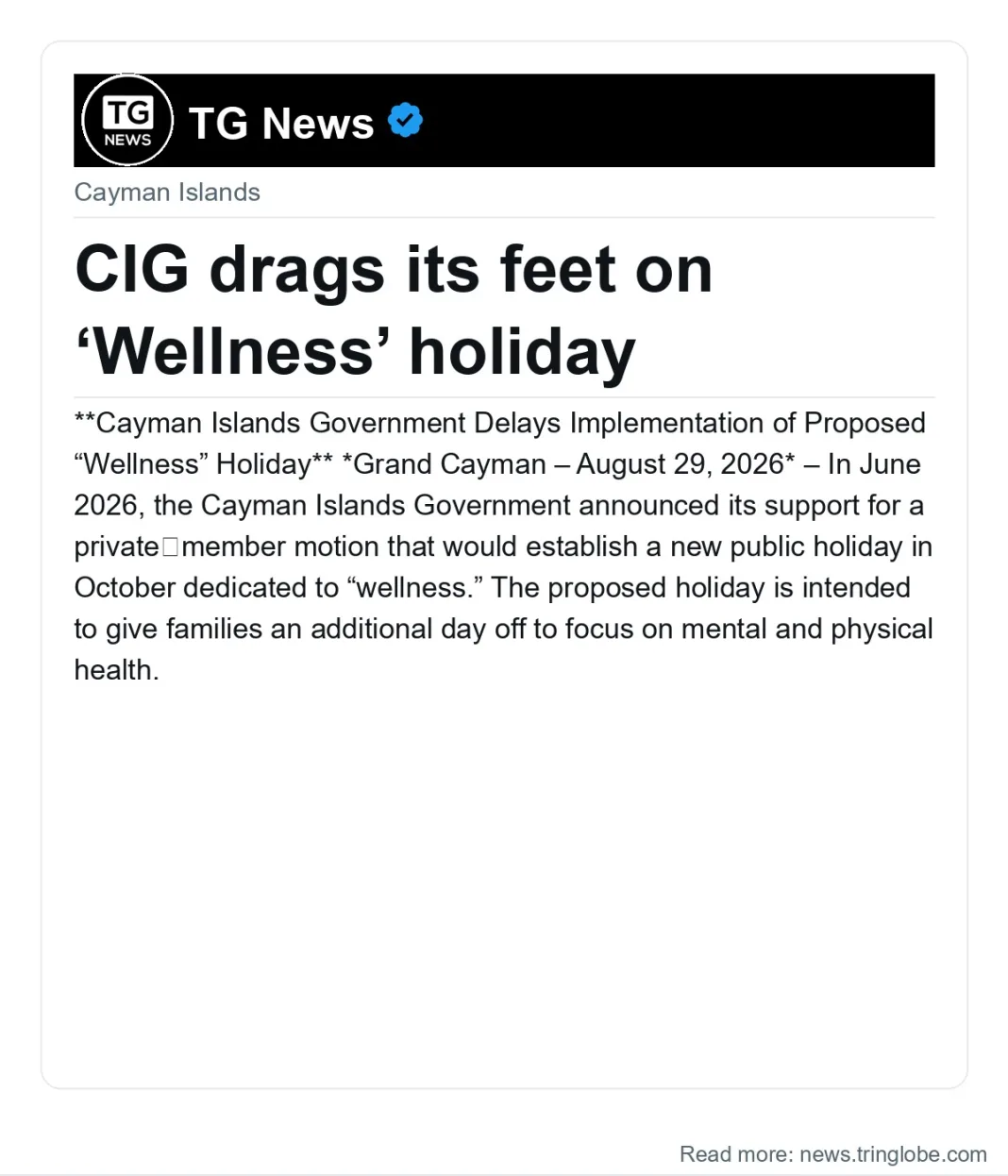 CIG drags its feet on ‘Wellness’ holiday
