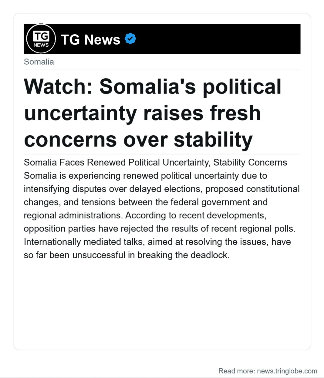 Watch: Somalia’s political uncertainty raises fresh concerns over stability