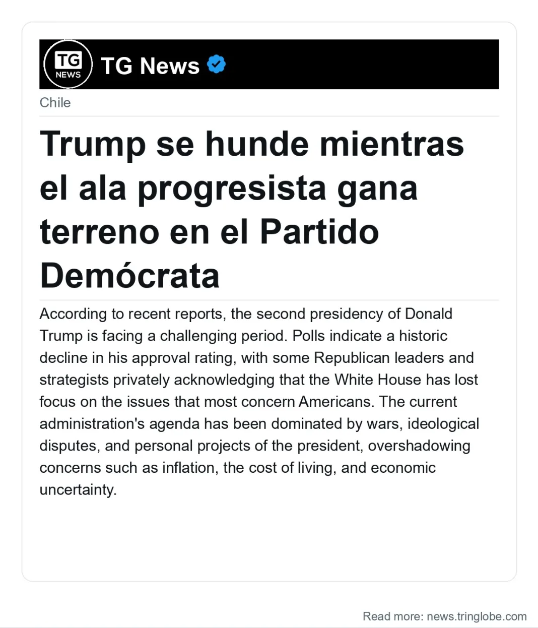 Trump se hunde mientras el ala progresista gana terreno en el Partido Demócrata
