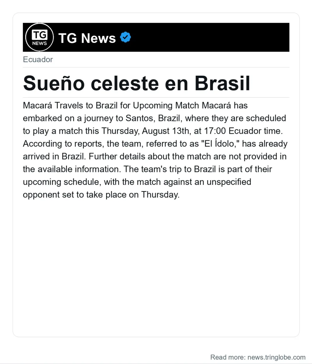 Sueño celeste en Brasil