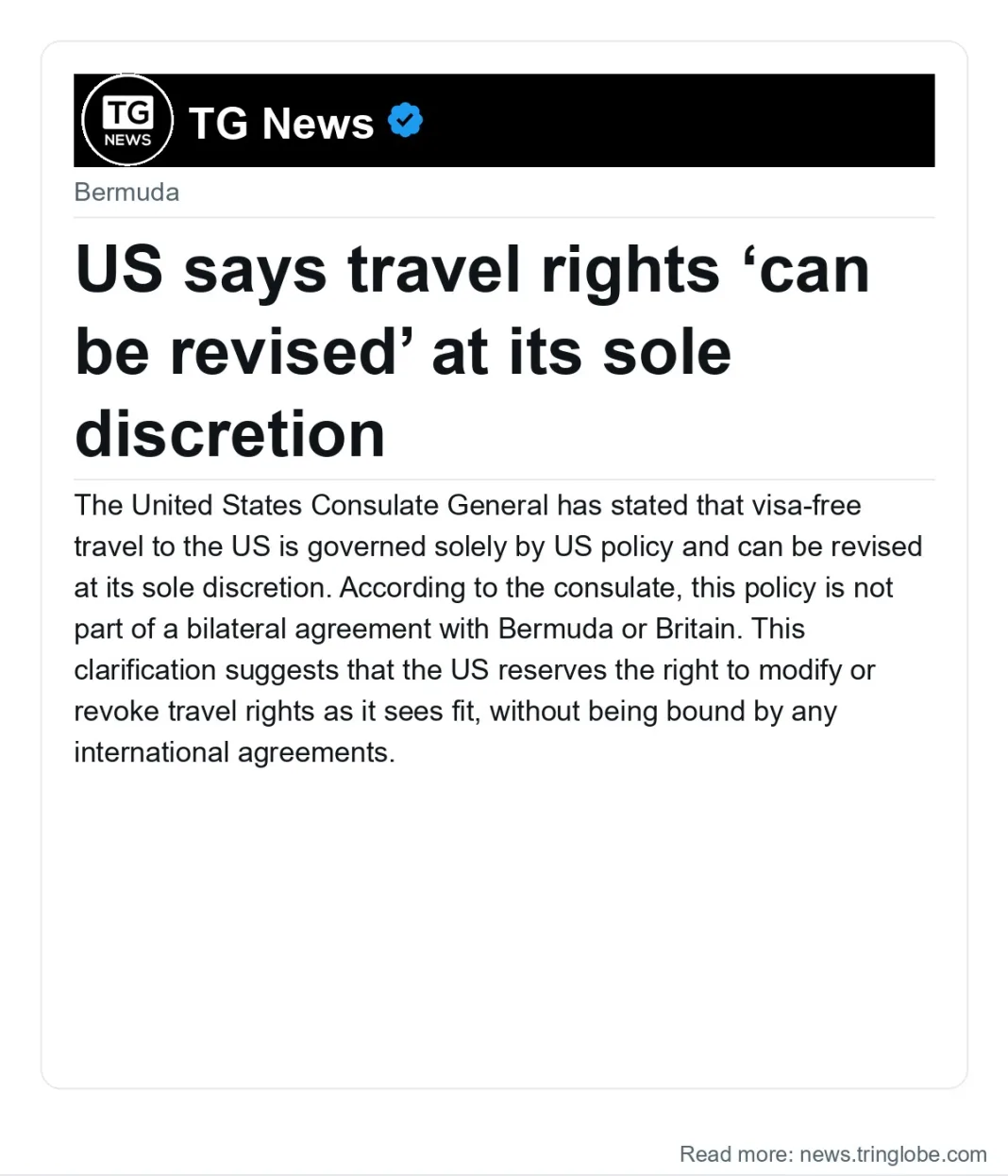 US says travel rights ‘can be revised’ at its sole discretion