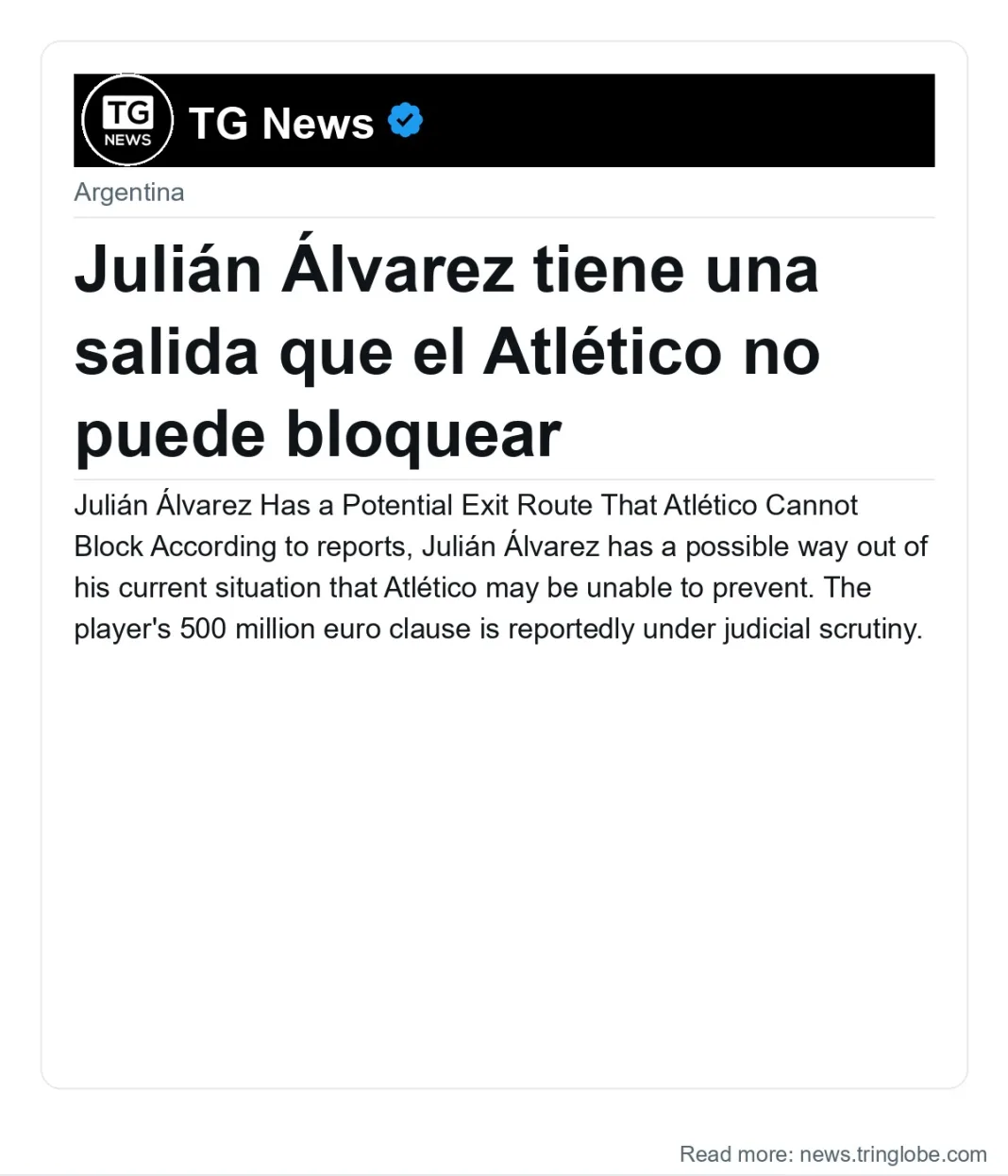Julián Álvarez tiene una salida que el Atlético no puede bloquear