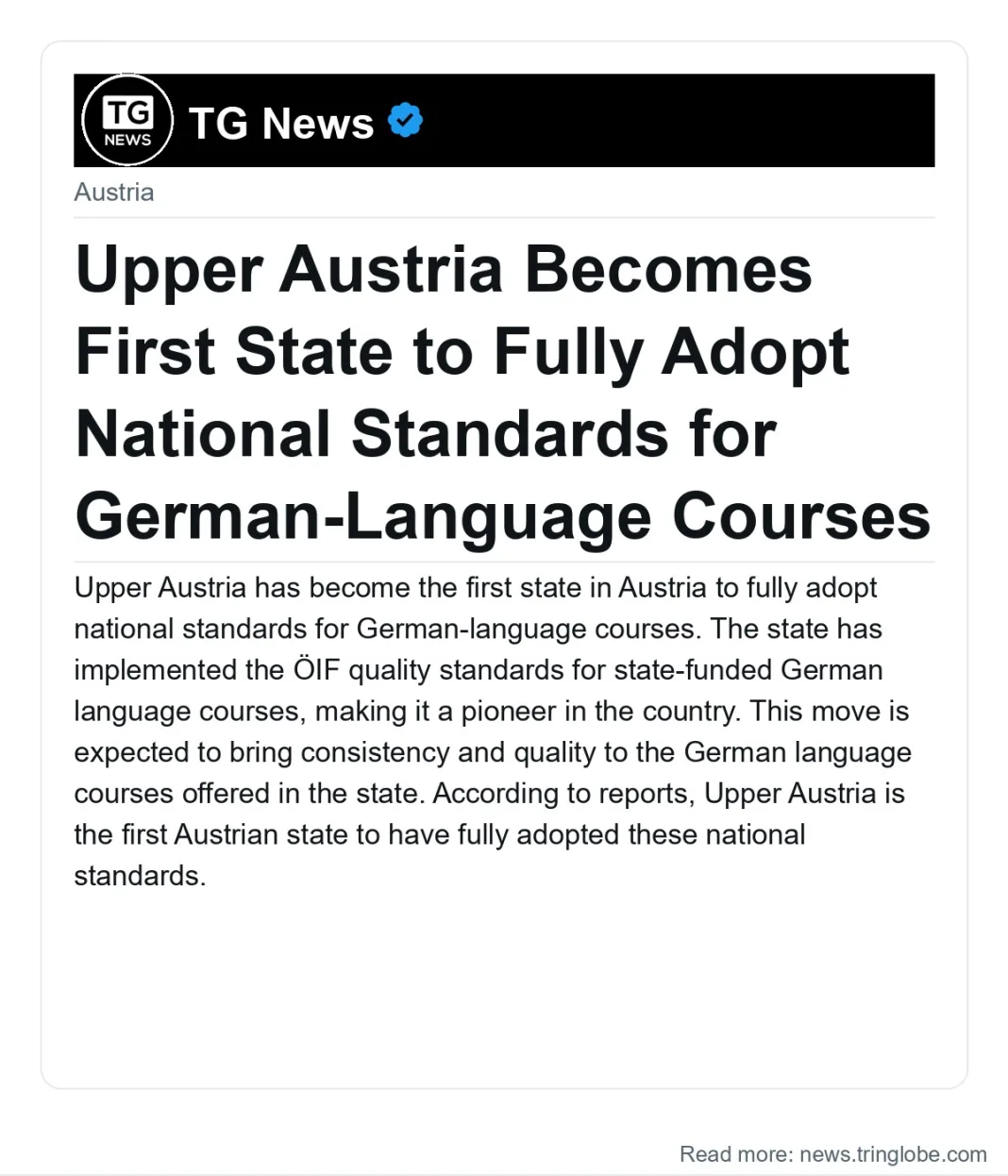 Upper Austria Becomes First State to Fully Adopt National Standards for German-Language Courses