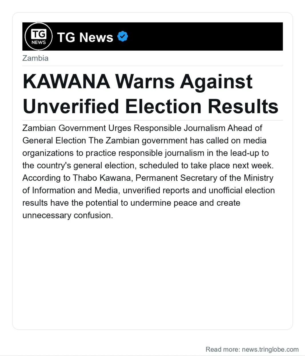 KAWANA Warns Against Unverified Election Results