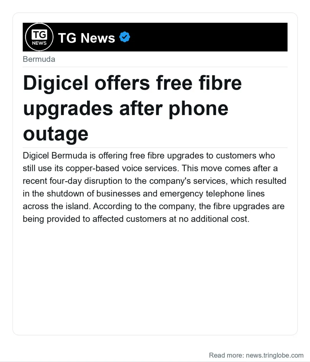 Digicel offers free fibre upgrades after phone outage