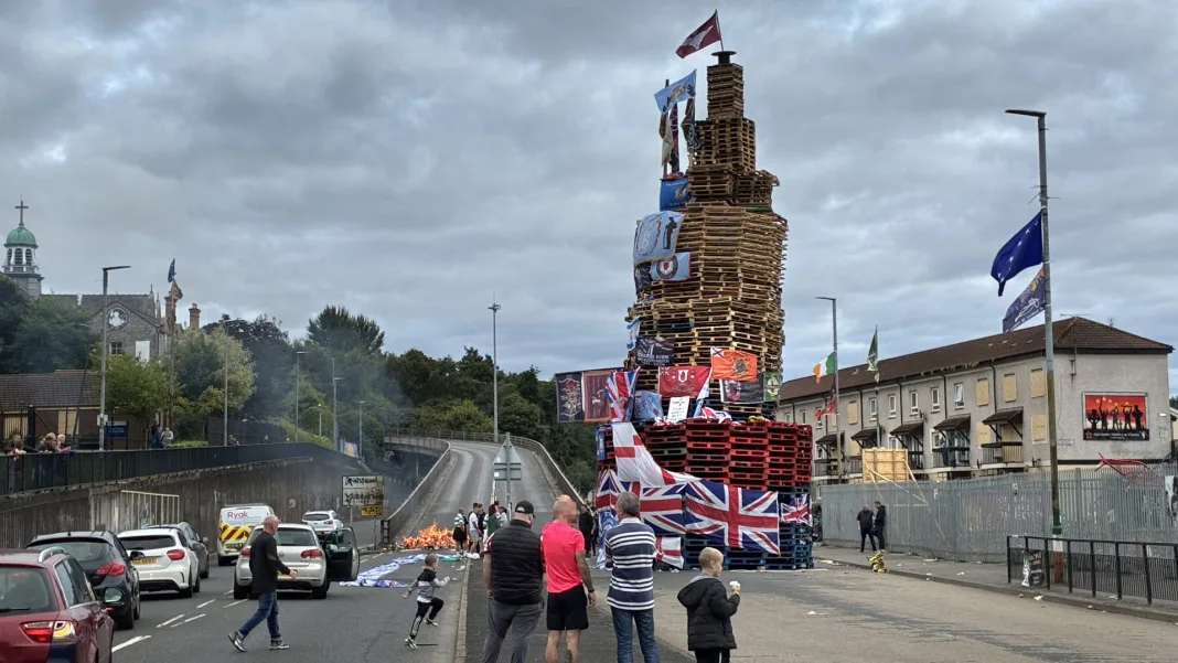 Republican bonfires lit in Derry after pallets seized in dawn raid days earlier