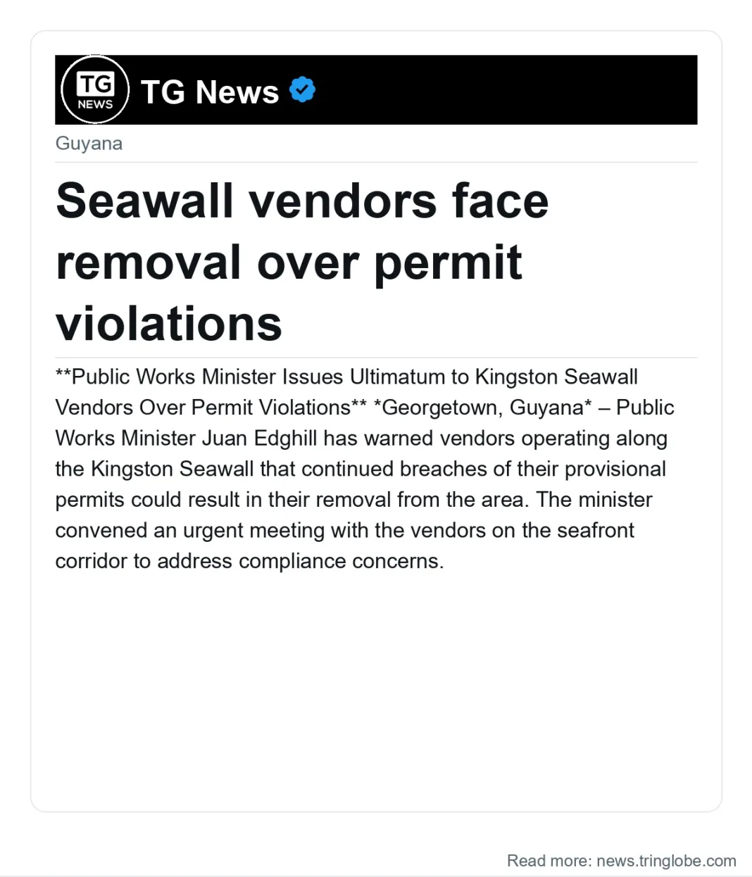Seawall vendors face removal over permit violations