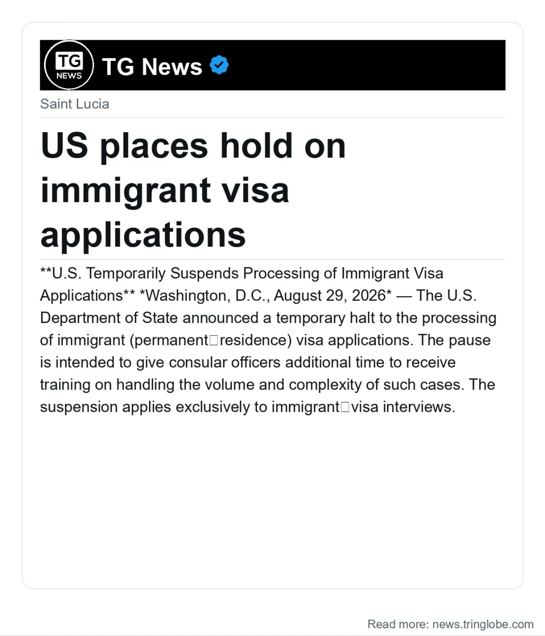 US places hold on immigrant visa applications