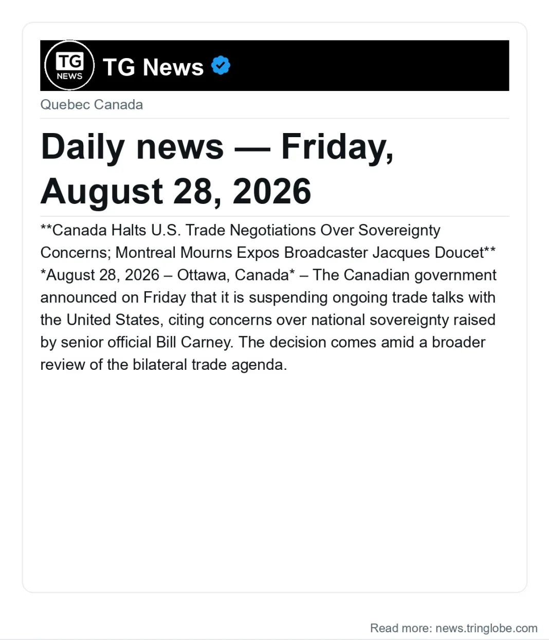 Daily news — Friday, August 28, 2026
