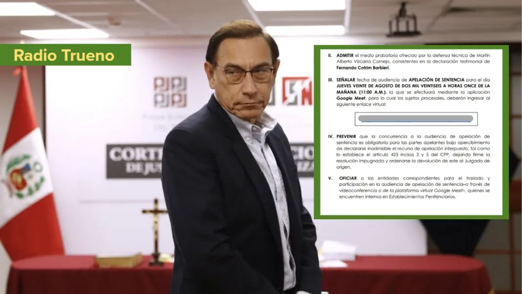 Poder Judicial revisará el 20 de agosto condena de 14 años contra MartÃn Vizcarra