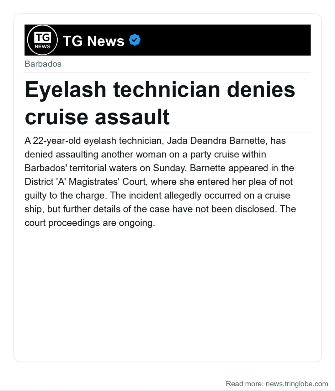 Eyelash technician denies cruise assault