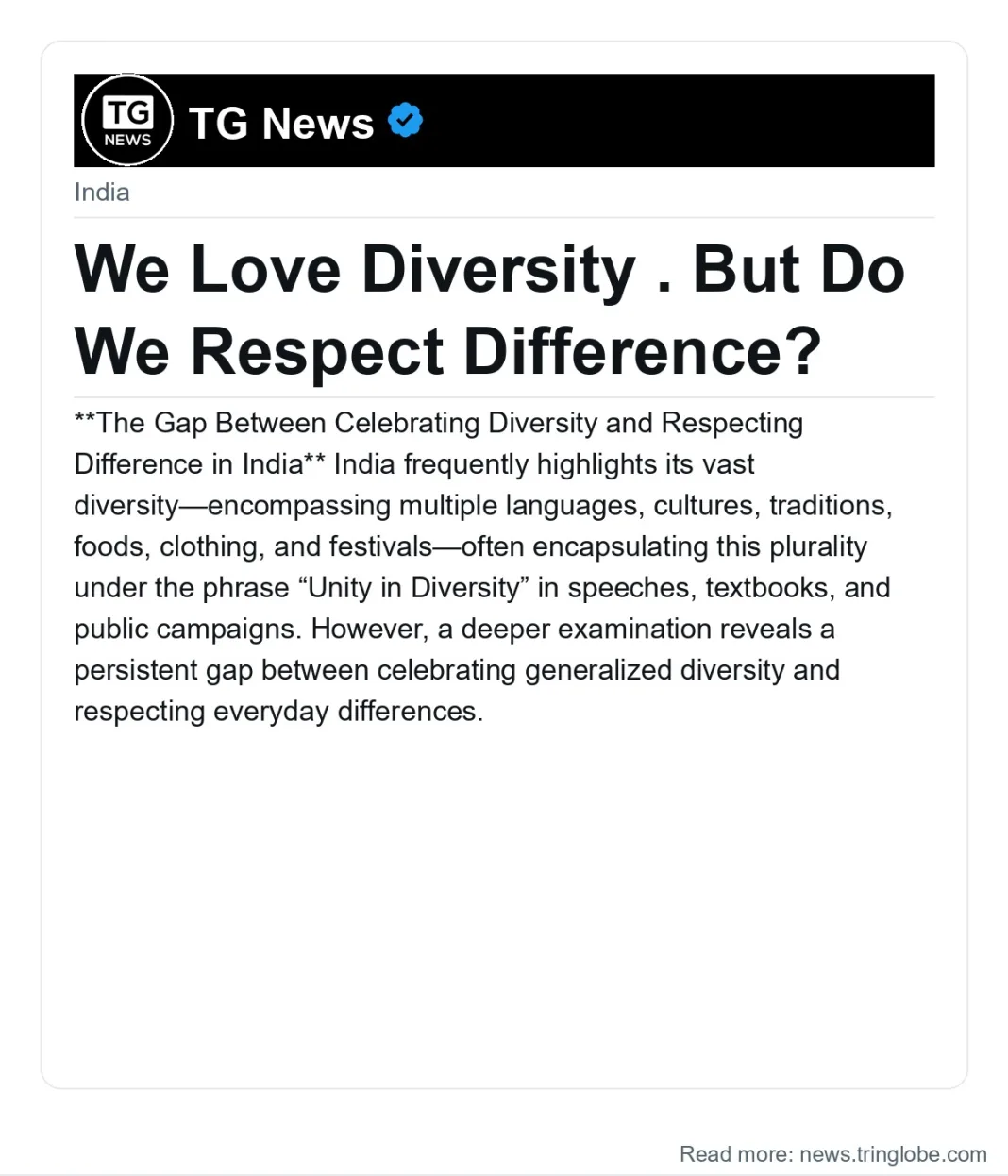 We Love Diversity . But Do We Respect Difference?