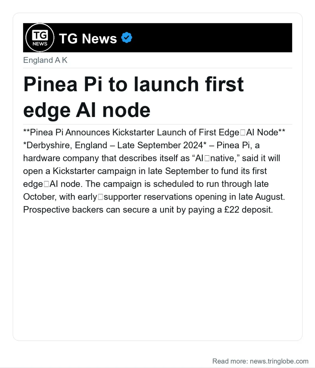 Pinea Pi to launch first edge AI node