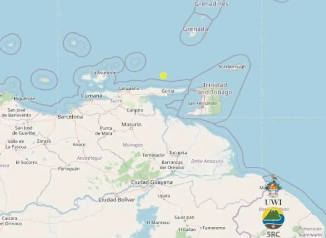 3.6‑Magnitude Earthquake Detected Near Trinidad and Tobago, 99 km NE of Carúpano