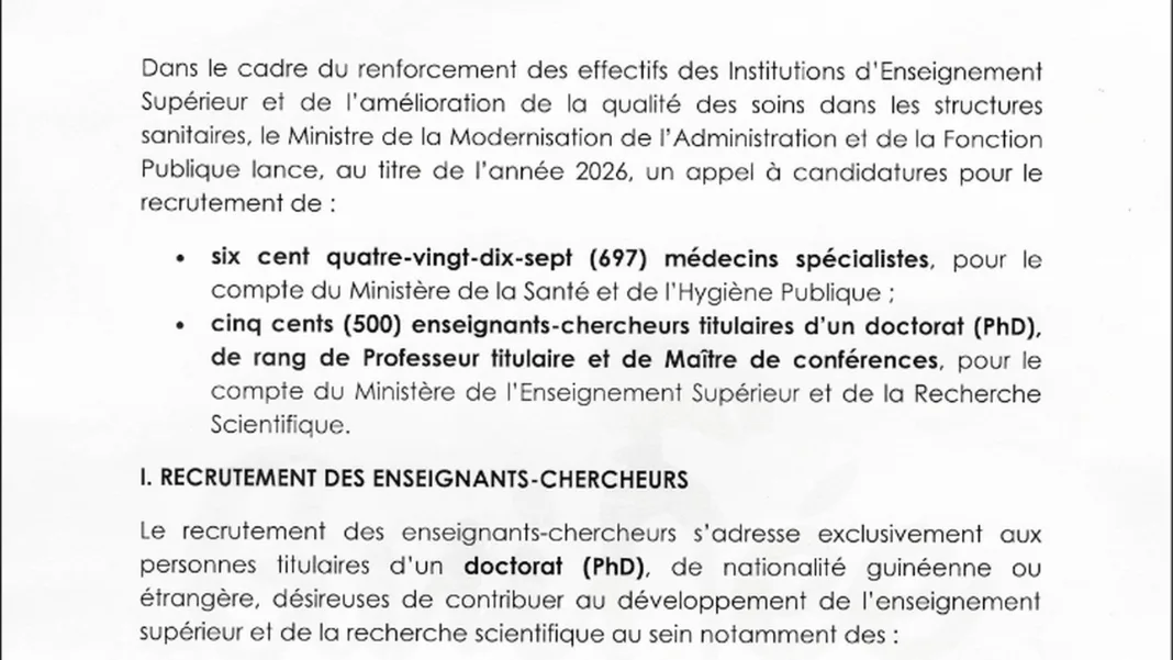 Recrutement de 697 médecins spécialisés et de 500 enseignants-chercheurs: Voici les modalités (Communiqué)