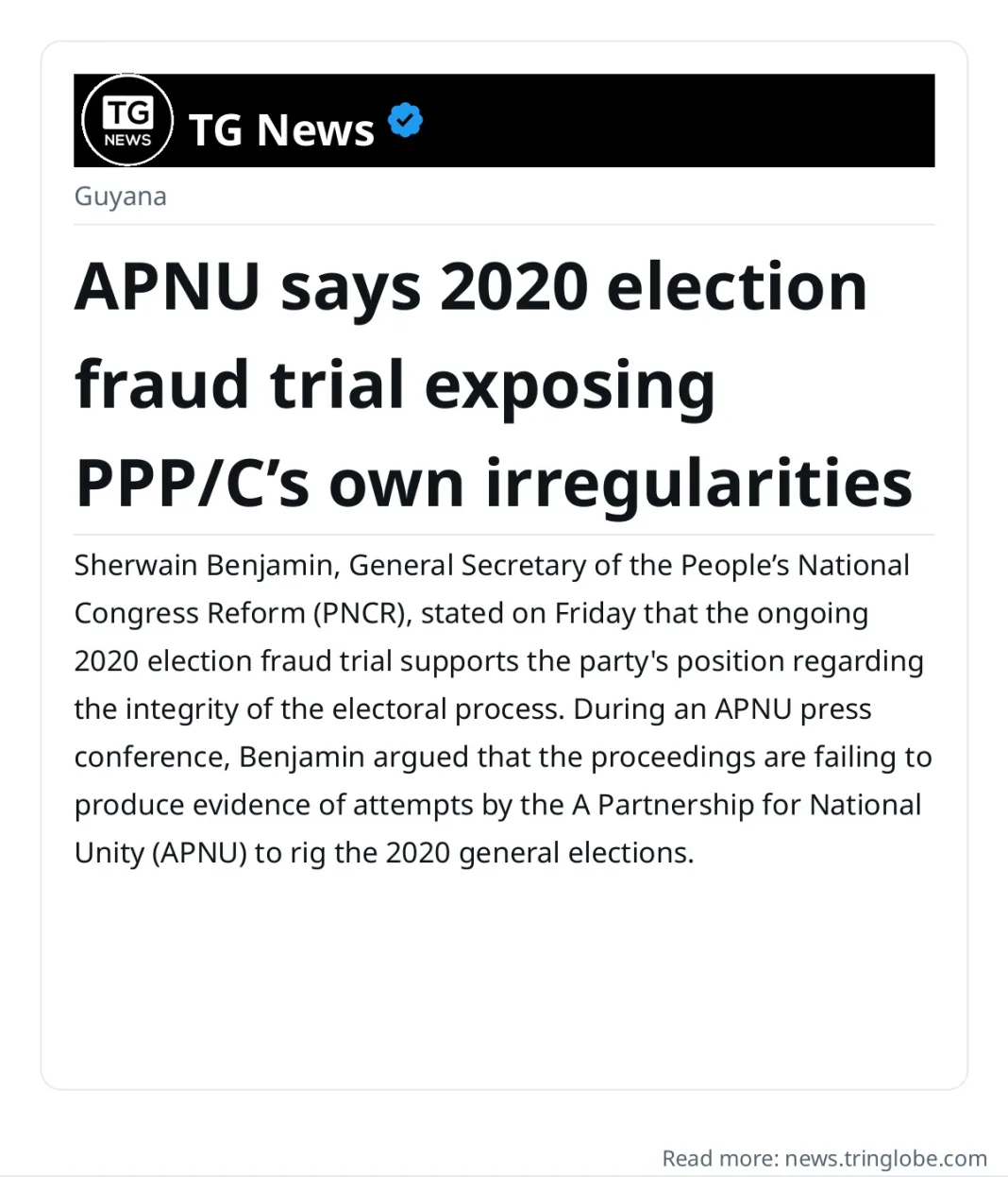 APNU says 2020 election fraud trial exposing PPP/C’s own irregularities