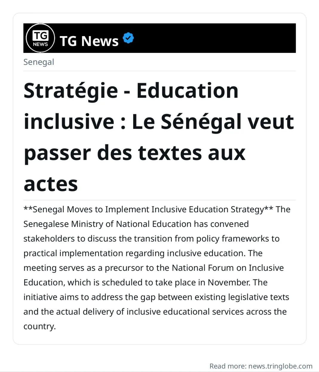 Stratégie – Education inclusive : Le Sénégal veut passer des textes aux actes